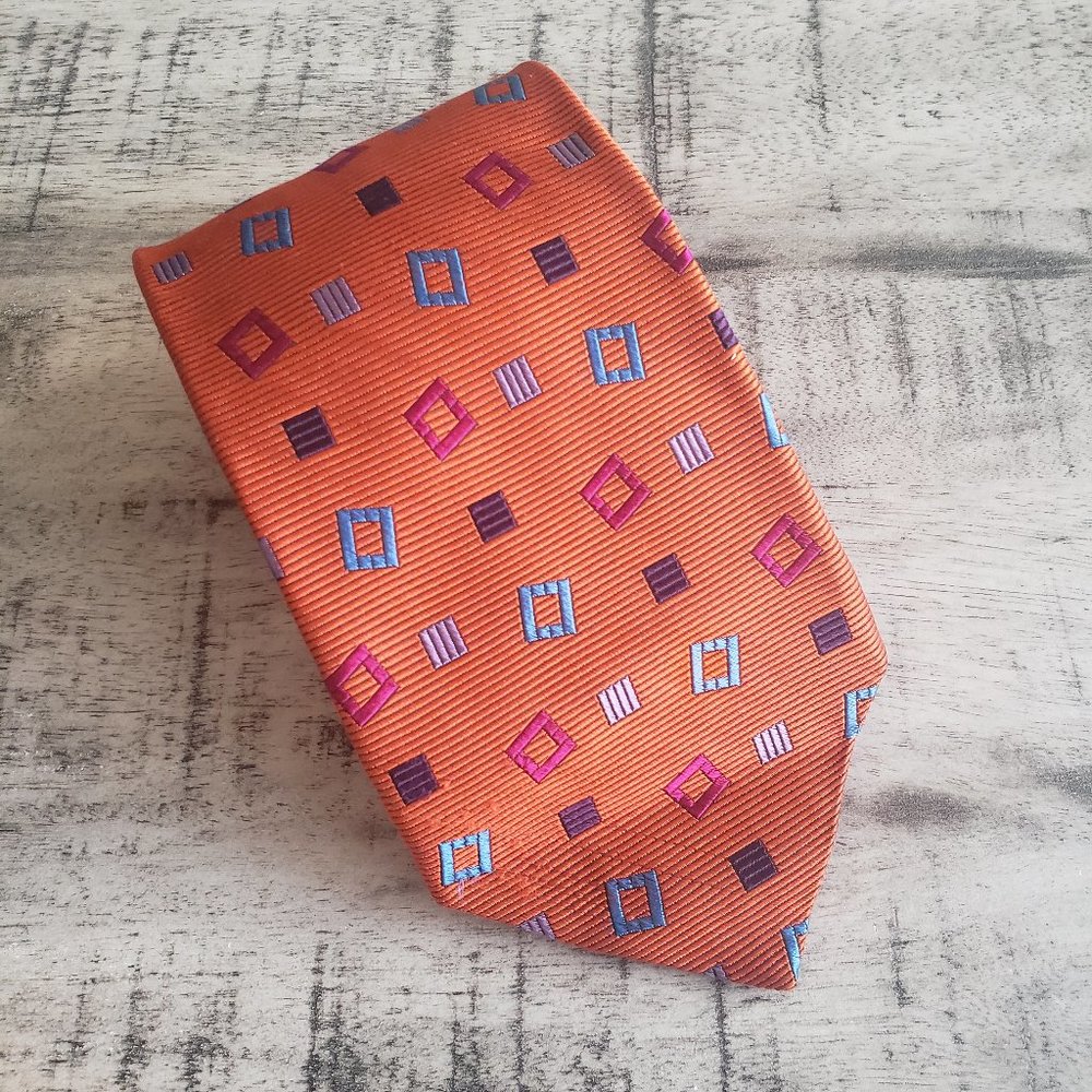 Filo A'Mano Tom James Orange Geometric Pattern Tie